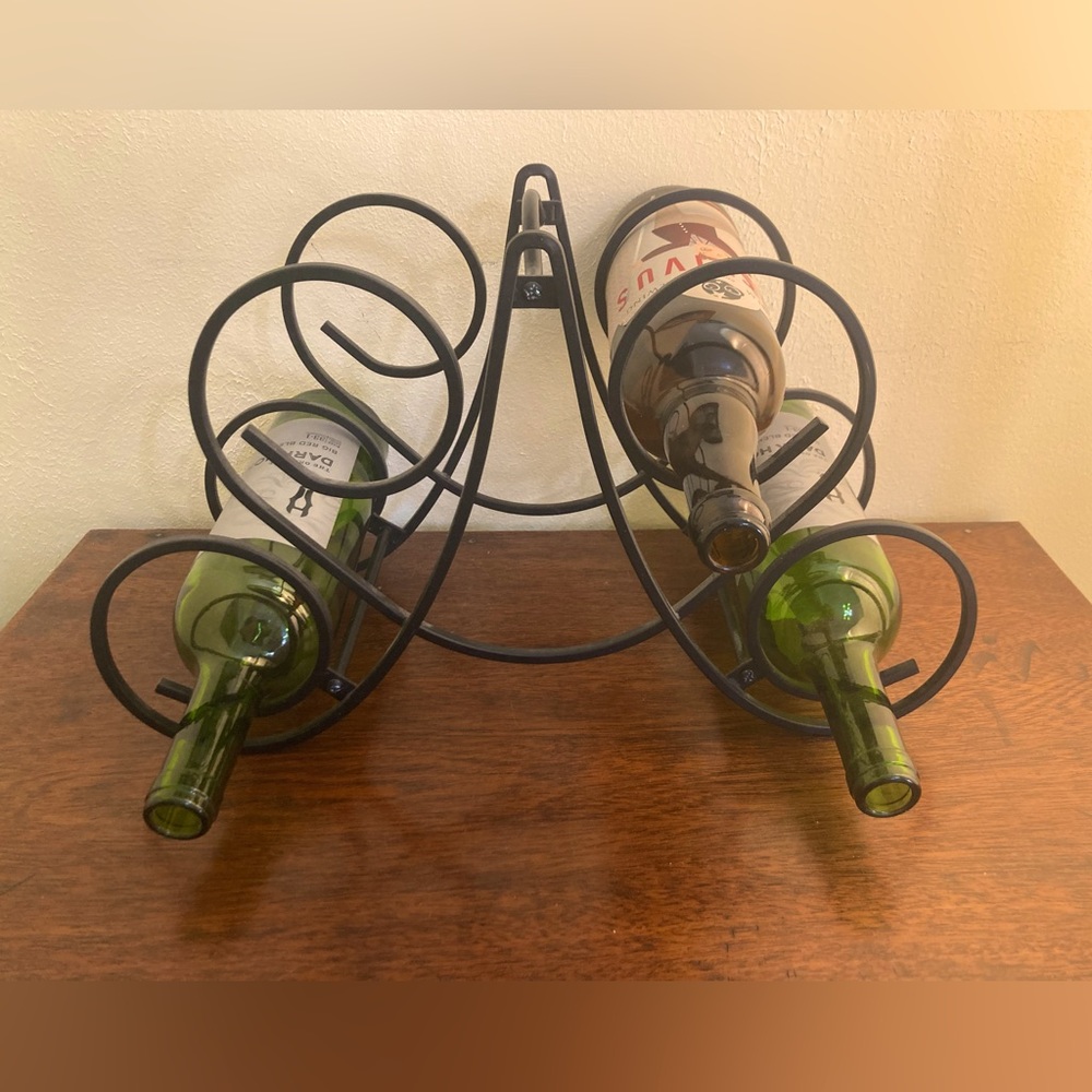 Wine rack, black, holds 4 bottles